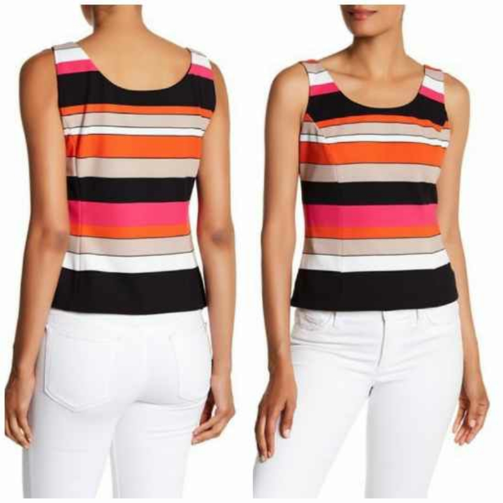 Kasper Sleeveless Colorblock Top